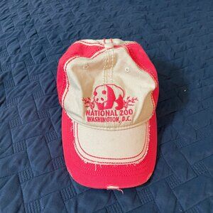 Washington D.C. Zoo Adjustable Baseball Hat Pink and Cream